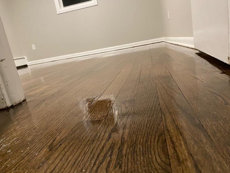 Oak floor with a dark walnut stain