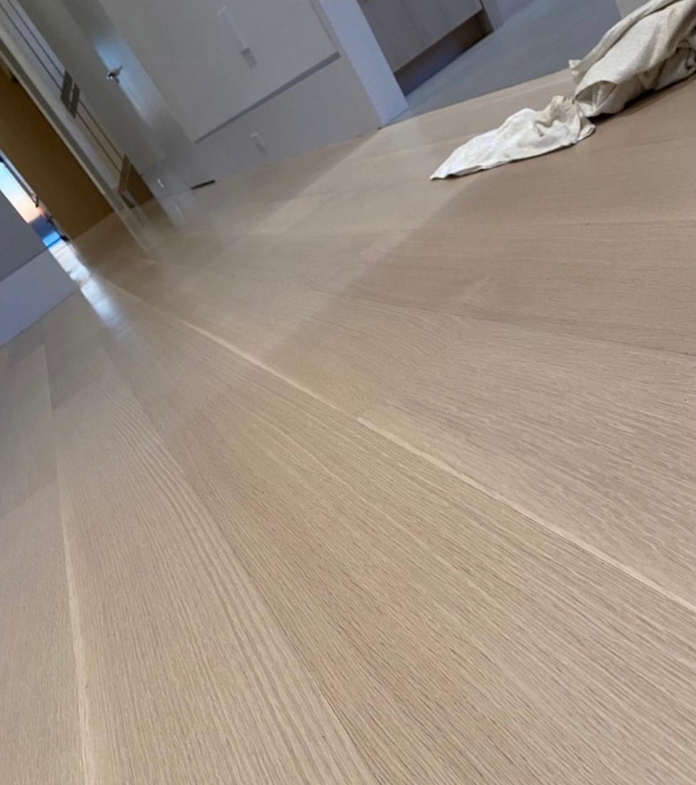 Matte finish on rift-sawn white oak
